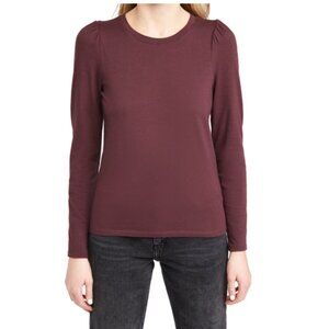 NWT Madewell Cotton Puff Sleeve T-Shirt (Burgundy) S
